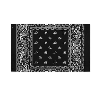 Black And White Paisley Bandana Print Polyester Flag