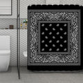 Black And White Paisley Bandana Print Polyester Shower Curtain