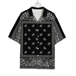 Black And White Paisley Bandana Print Rayon Hawaiian Shirt