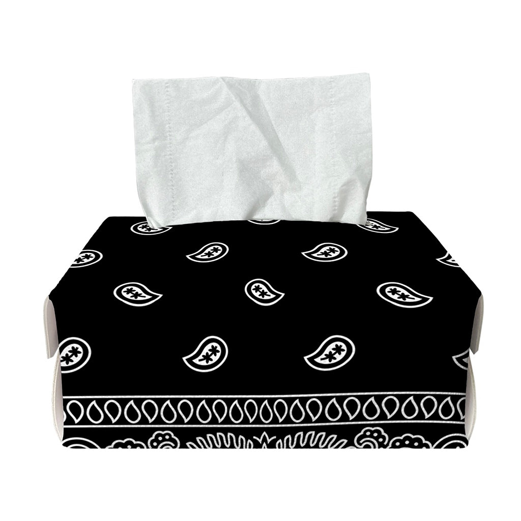 Black And White Paisley Bandana Print Rectangle Tissue Box Cover