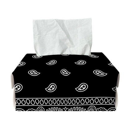 Black And White Paisley Bandana Print Rectangle Tissue Box Cover