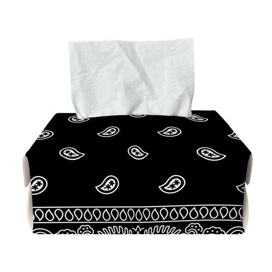 Black And White Paisley Bandana Print Rectangle Tissue Box Cover
