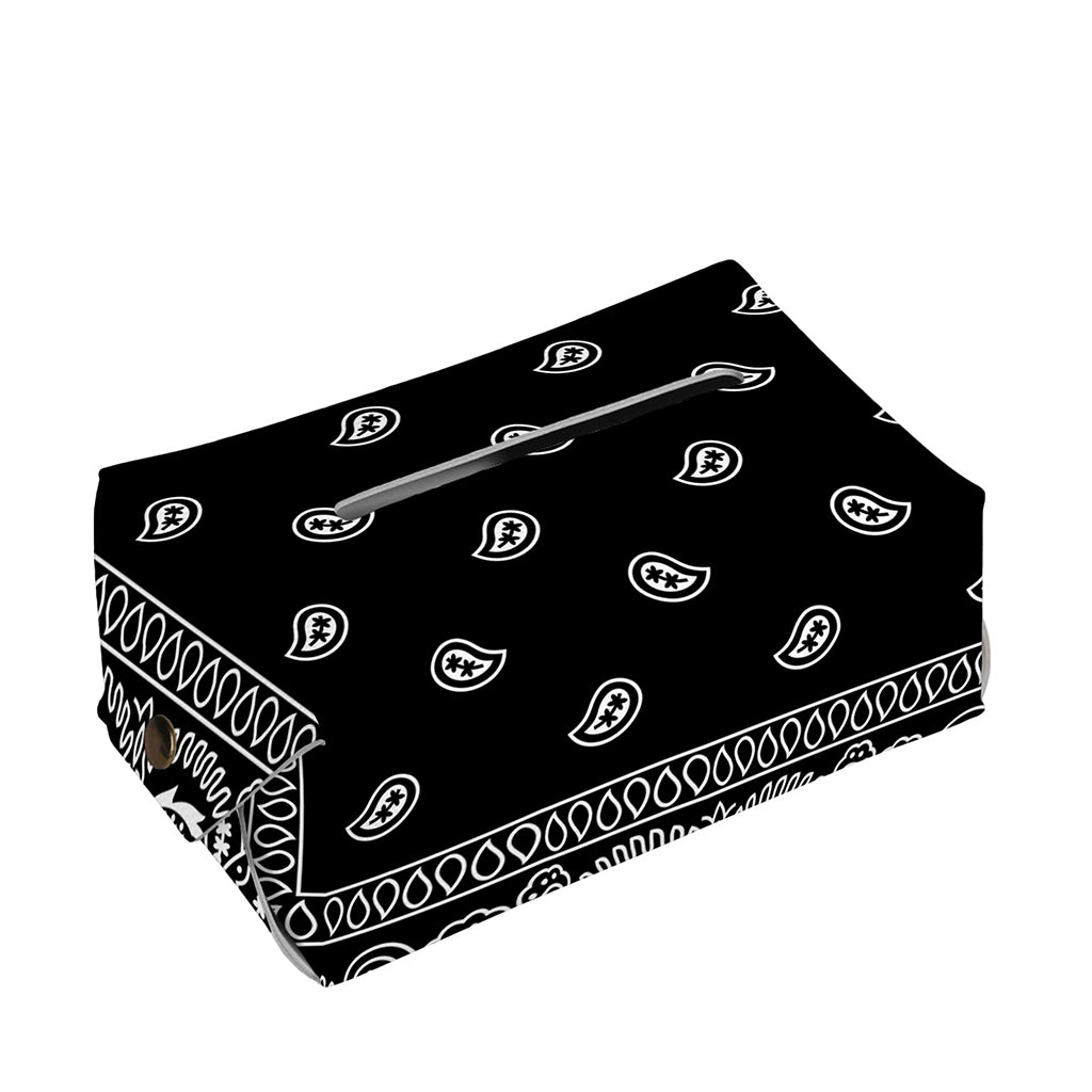 Black And White Paisley Bandana Print Rectangle Tissue Box Cover