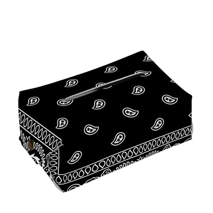 Black And White Paisley Bandana Print Rectangle Tissue Box Cover