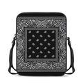 Black And White Paisley Bandana Print Rectangular Crossbody Bag