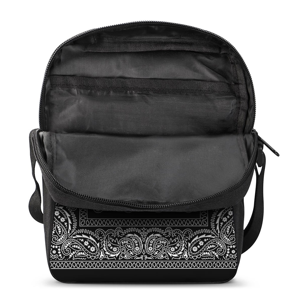 Black And White Paisley Bandana Print Rectangular Crossbody Bag