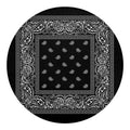 Black And White Paisley Bandana Print Round Blanket