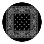 Black And White Paisley Bandana Print Round Floor Mat