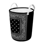 Black And White Paisley Bandana Print Round Laundry Basket