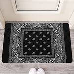 Black And White Paisley Bandana Print Rubber Doormat