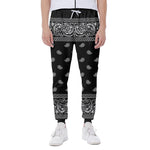 Black And White Paisley Bandana Print Scuba Joggers