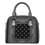 Black And White Paisley Bandana Print Shoulder Handbag