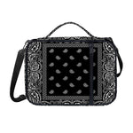 Black And White Paisley Bandana Print Shoulder Strap Bible Bag