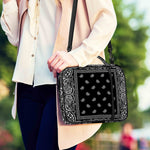 Black And White Paisley Bandana Print Shoulder Strap Bible Bag