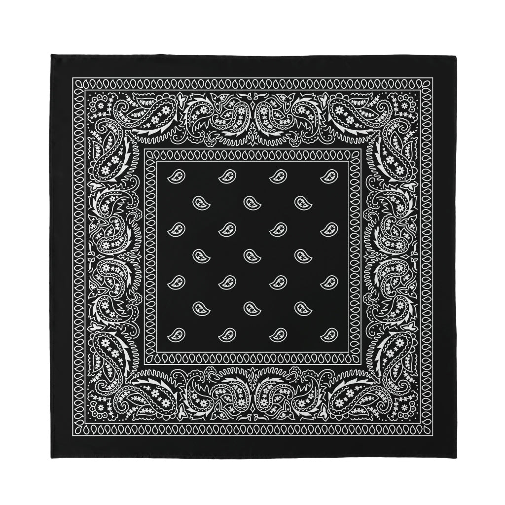 Black And White Paisley Bandana Print Silk Bandana