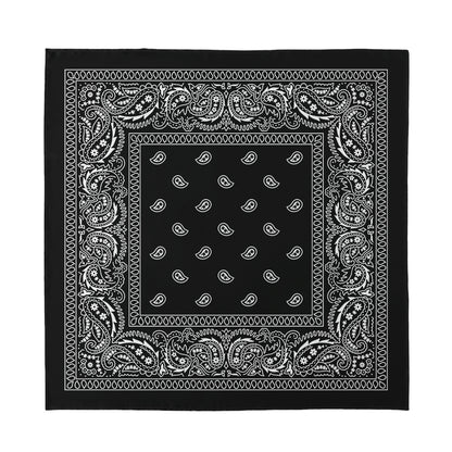 Black And White Paisley Bandana Print Silk Bandana