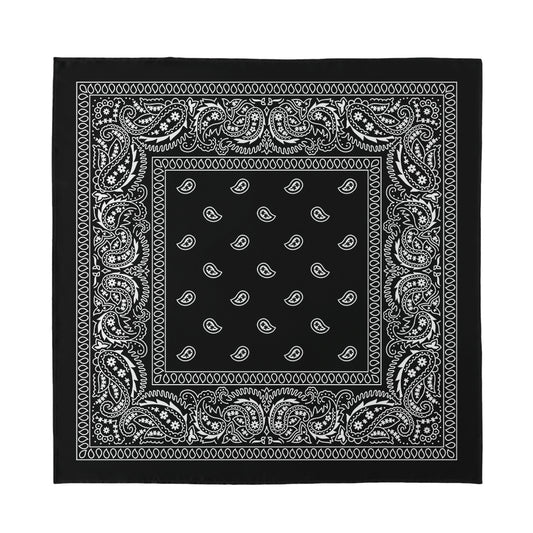 Black And White Paisley Bandana Print Silk Bandana