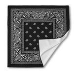 Black And White Paisley Bandana Print Silk Bandana