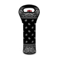 Black And White Paisley Bandana Print Single Neoprene Wine Tote