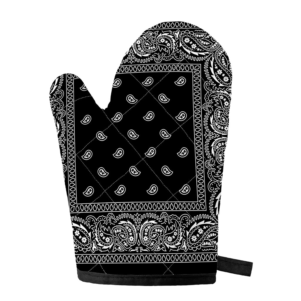 Black And White Paisley Bandana Print Single Oven Mitt