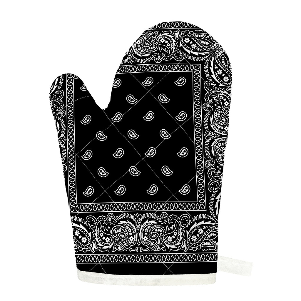 Black And White Paisley Bandana Print Single Oven Mitt