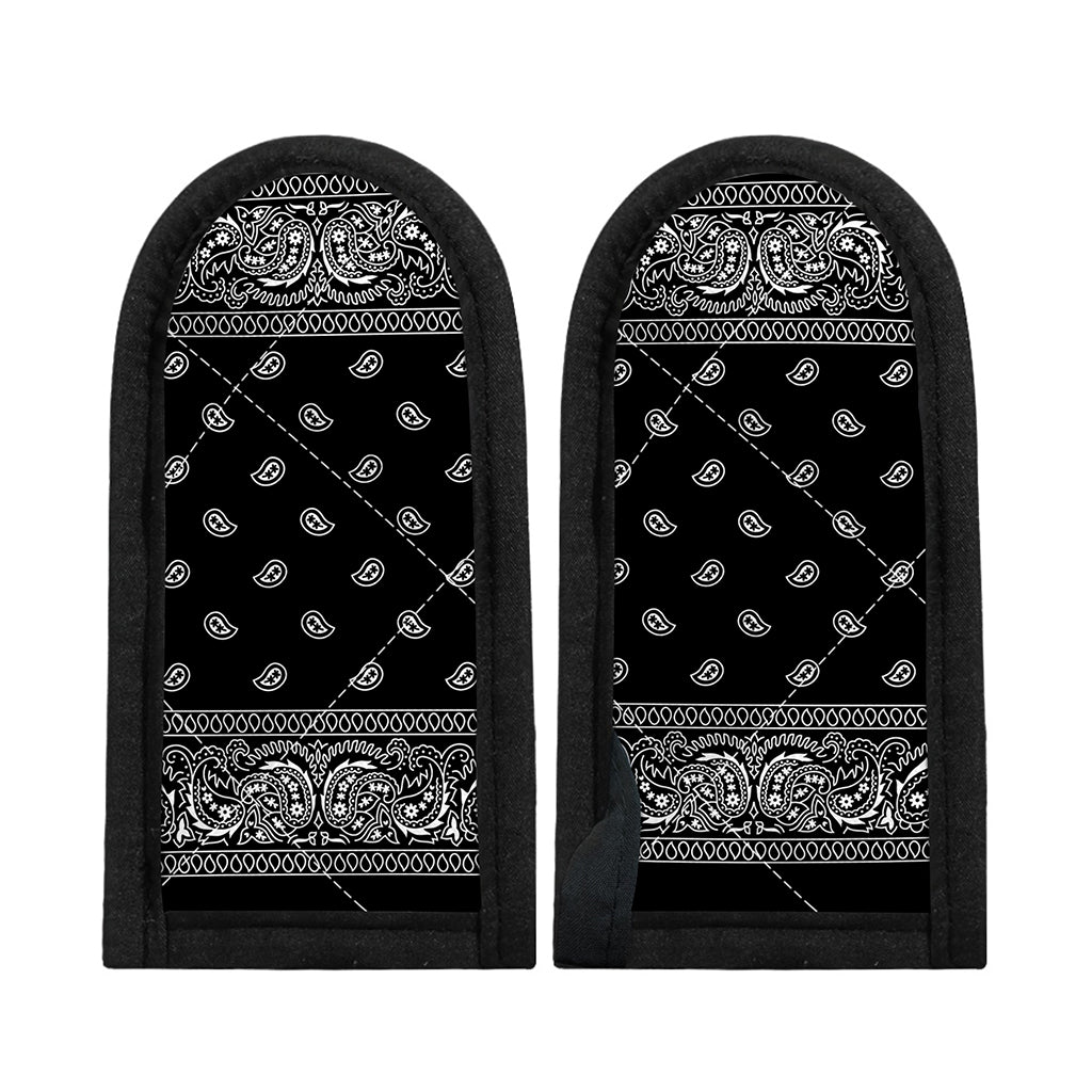 Black And White Paisley Bandana Print Skillet Handle Cover