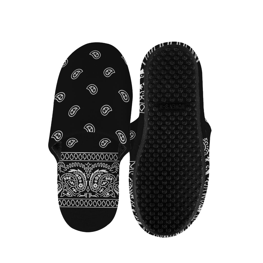 Black And White Paisley Bandana Print Slippers
