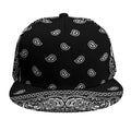 Black And White Paisley Bandana Print Snapback Cap