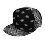 Black And White Paisley Bandana Print Snapback Cap