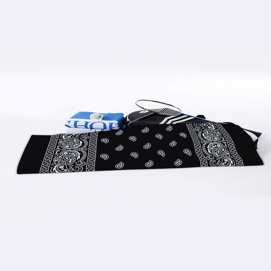 Black And White Paisley Bandana Print Sports Towel
