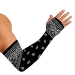 Black And White Paisley Bandana Print Sun Protection Arm Sleeves