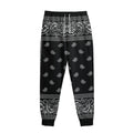 Black And White Paisley Bandana Print Sweatpants