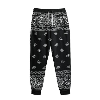 Black And White Paisley Bandana Print Sweatpants