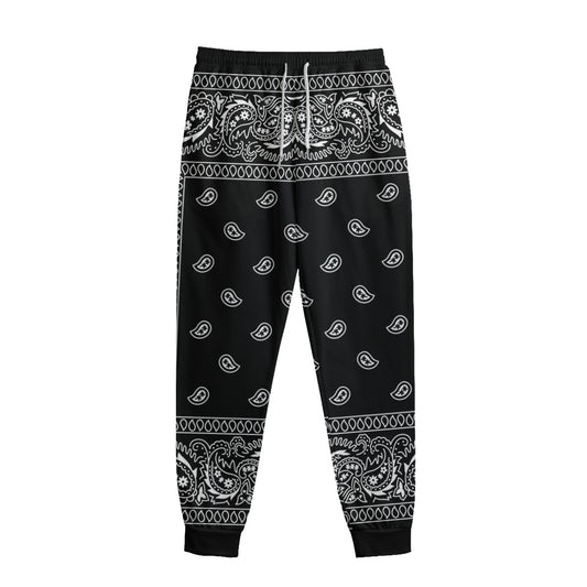 Black And White Paisley Bandana Print Sweatpants