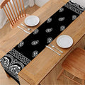 Black And White Paisley Bandana Print Table Runner