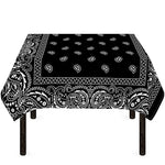 Black And White Paisley Bandana Print Tablecloth