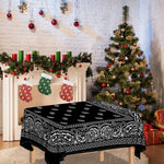 Black And White Paisley Bandana Print Tablecloth