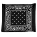 Black And White Paisley Bandana Print Tapestry