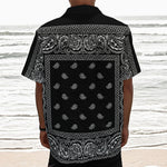 Black And White Paisley Bandana Print Textured Short Sleeve Shirt