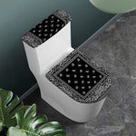 Black And White Paisley Bandana Print Toilet Lid And Tank Cover Set