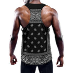 Black And White Paisley Bandana Print Training Tank Top