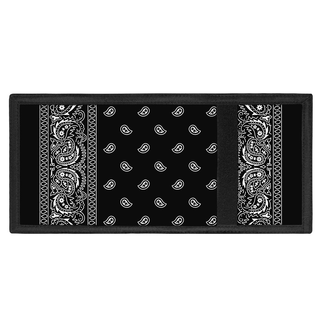 Black And White Paisley Bandana Print Trifold Wallet