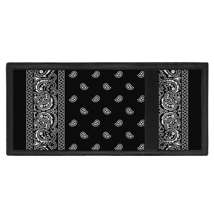 Black And White Paisley Bandana Print Trifold Wallet