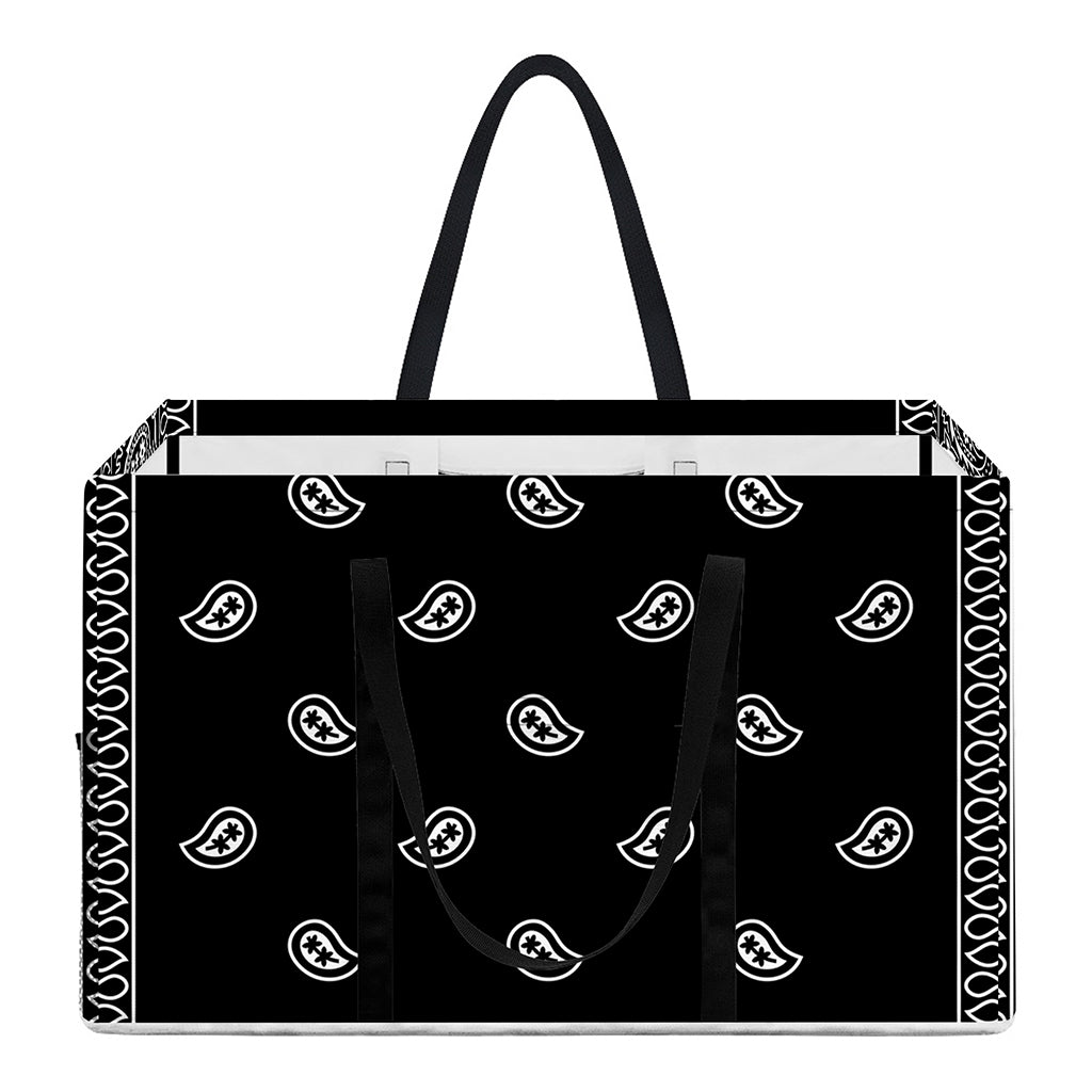Black And White Paisley Bandana Print Utility Tote Bag