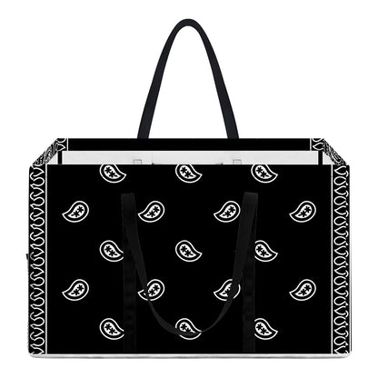 Black And White Paisley Bandana Print Utility Tote Bag