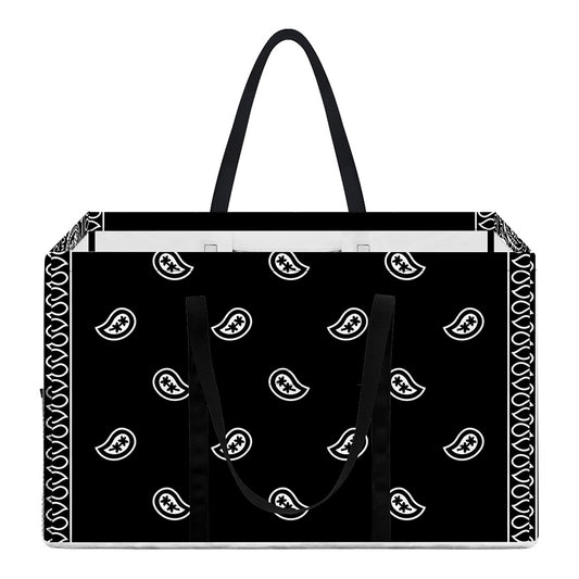 Black And White Paisley Bandana Print Utility Tote Bag