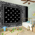 Black And White Paisley Bandana Print Wall Sticker
