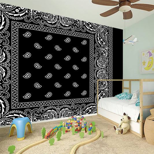 Black And White Paisley Bandana Print Wall Sticker