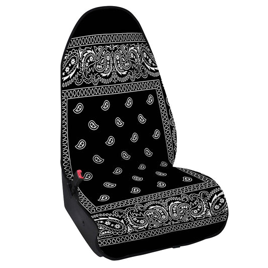 Black And White Paisley Bandana Print Waterproof Car Seat Cover