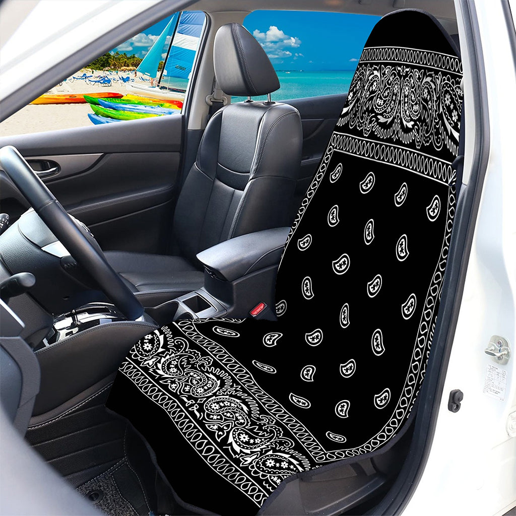 Black And White Paisley Bandana Print Waterproof Car Seat Cover